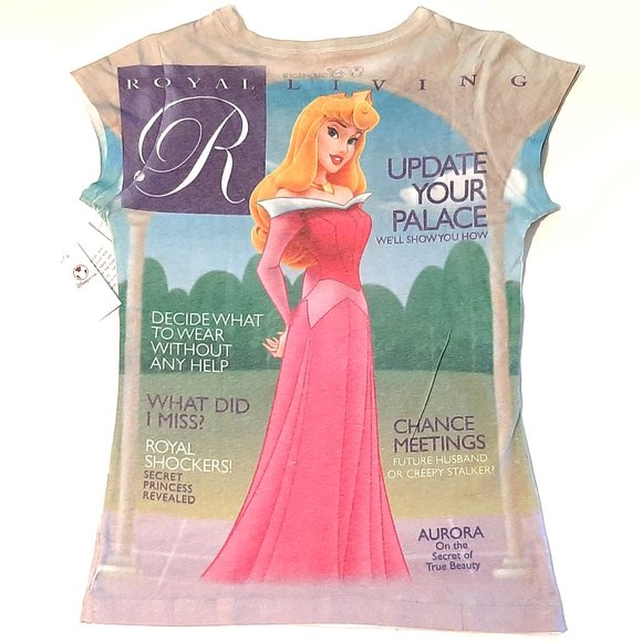 Disney Store Princess Aurora Royal Living ladies Xsmall All over print shirt new - Picture 1 of 8